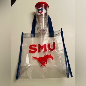 SMU - Southern Methodist University clear bag and drink mug. Never used.